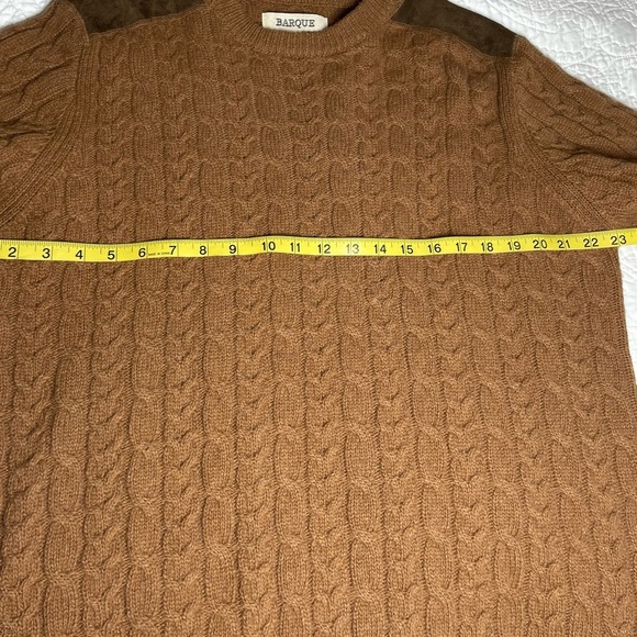 Barque Men’s Camel Brown Cable Knit Wool Blend Sweater Size L - Picture 5 of 12